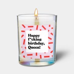 Svíčka Chatty Candles - Happy f*cking birthday Queen